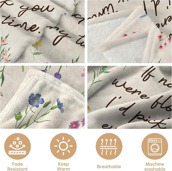 Nana Gifts, Floral Printed Blanket, Nana Birthday Gifts | Nana Gift from Grandkids, Best Grandma Gift on Grandparents Day, Christmas, Soft Throw Blanket 50'' x 60''