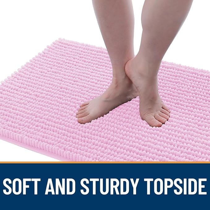 OLANLY Dog Door Mat for Muddy Paws 44x24, Extra Absorbent Chenille Mud Mat | Pink, Absorbs Moisture and Dirt, Non-Slip Machine Washable Doormat, Quick-Drying Indoor Entryway Floor Mat for Dogs