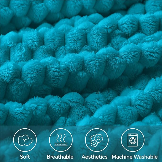 BEDELITE Jewel Blue Twin Blanket for Couch, Soft Cozy Gift for Women, 60*80 | 3D Jacquard Decorative Fleece Blanket, Super Soft Plush Throws, Cute Birthday Gift for Women & Men, Suitable for All Seasons