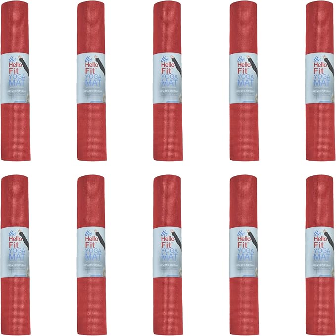 10-Pack Yoga Mat, 68" x 24" Non Slip Exercise Mat, 4mm Thick Gym Mat for Fitness and Stretching, Bulk Non Toxic Yoga Mats for Schools and Studios