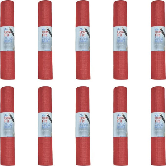 10-Pack Yoga Mat, 68" x 24" Non Slip Exercise Mat, 4mm Thick Gym Mat for Fitness and Stretching, Bulk Non Toxic Yoga Mats for Schools and Studios