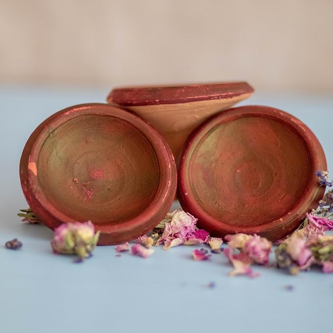 Set of 2 Moroccan Lip Stain Pots – Organic & Long-Lasting Natural Lip Tint in Clay Pots, Made with Pomegranate and Rose Extracts