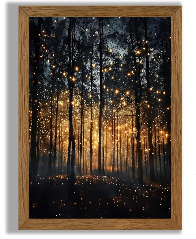 JLTULT Enchanted Forest Wall Art, Solid Wood-Framed Canvas, 16x24 Inches | Dark enchanted forest art on fade-resistant canvas with a ready-to-hang solid wood frame for bedrooms and living rooms