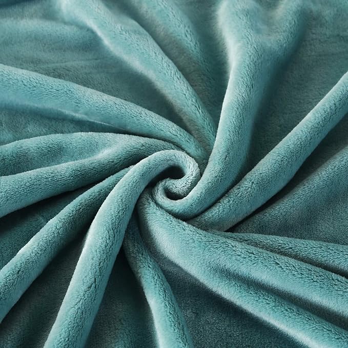TASTHROW Large Flannel Fleece Throw Blanket, 50×70 Inch - Bluishgreen | Cozy Lightweight Thick Blanket - All Seasons Suitable for Women, Men and Kids