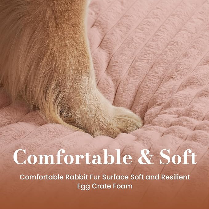 Large Orthopedic Dog Crate Bed with Waterproof Lining | Egg crate foam for joint support. Soft plush surface. Non-slip bottom. Removable & machine washable cover. OEKO-TEX certified