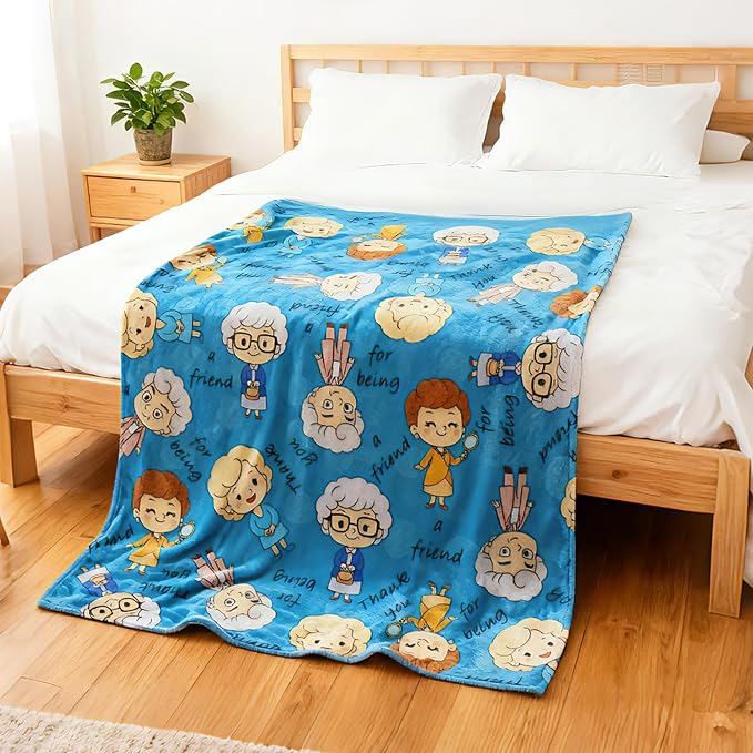 Golden Girls Blanket Gifts 50x60 Inches Cozy and Soft Flannel Throw Blanket Lightweight Golden Girls Merchandise for Couch Bed Sofa Car, Gifts for Women, Blue