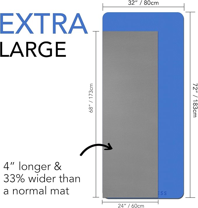 Large Exercise Mat – Extra Thick 10mm Workout Mat (72"x32") – Non-Slip TPE Yoga Mat for Women & Men – Pilates, HIIT, Fitness & Home Gym Mat – Includes Free Carry Bag