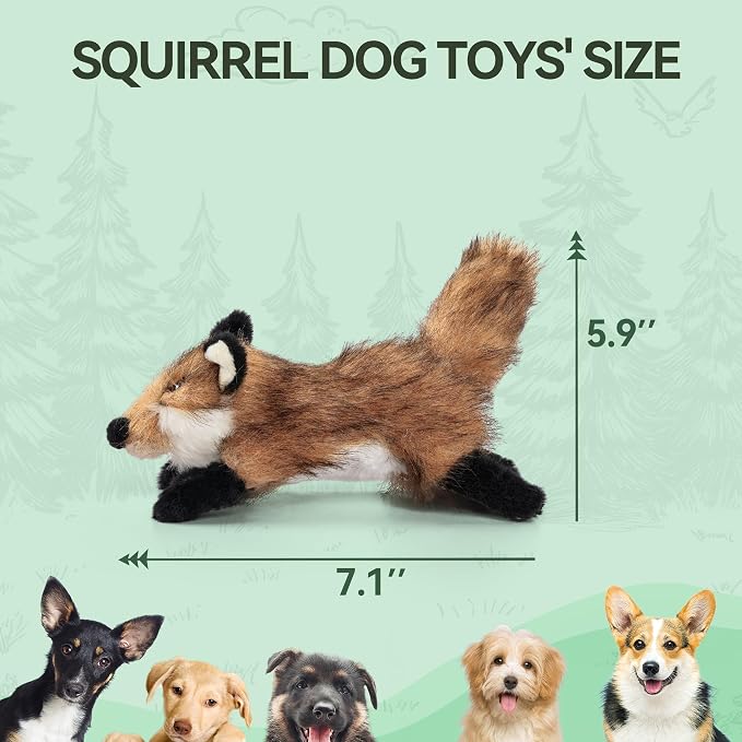 ALL FOR PAWS Squeaky Doy Toy, Fox Dog Toy for Small Medium Breed, Puppy Fetch Toy with Squeaker, Plush Chew Dog Toy, Classic S