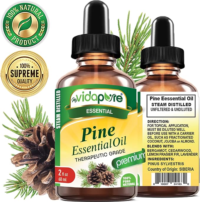 Pine Essential Oil 100% Pure Natural Undiluted Therapeutic Grade Essential Oil 2 Fl.oz.- 60 ml for Aromatherapy, Soaps, Candles, Diffuser & Reed Diffusers