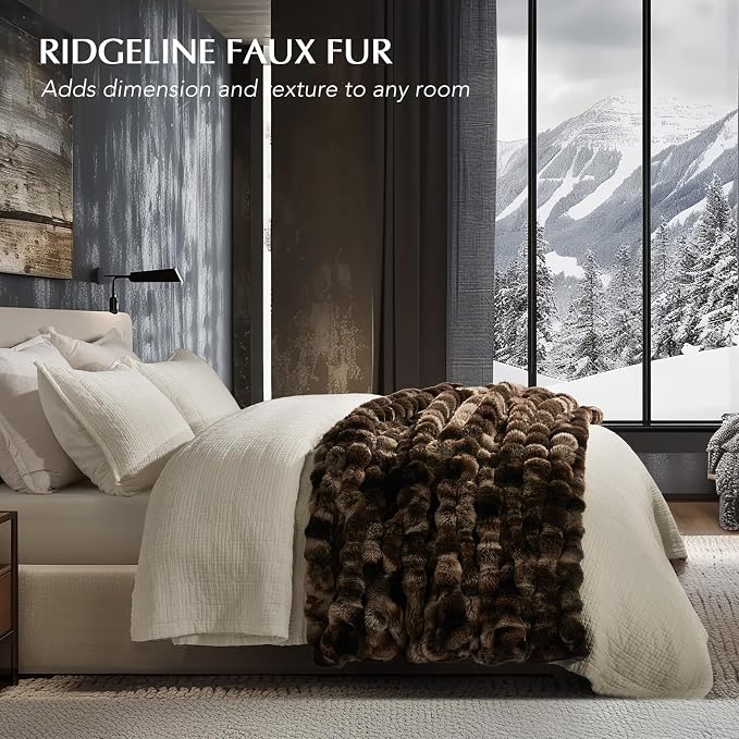 Faux Rabbit Fur Bubble Throw Blanket, 60"x80", Mocha Brown | Ultra Soft, Luxury Faux Rabbit Fur Throw, Thick Warm Bubble Blanket, Cozy Fluffy Reversible, for Bed, Couch, Chair, Sofa