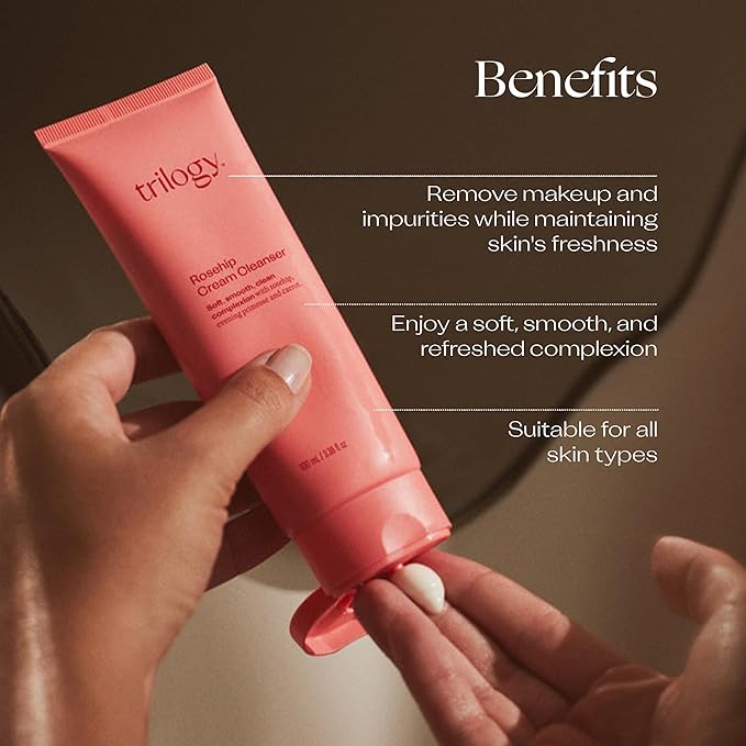 Trilogy Rosehip Cream Cleanser, New Formula with Prickly Pear, 3.38 fl oz