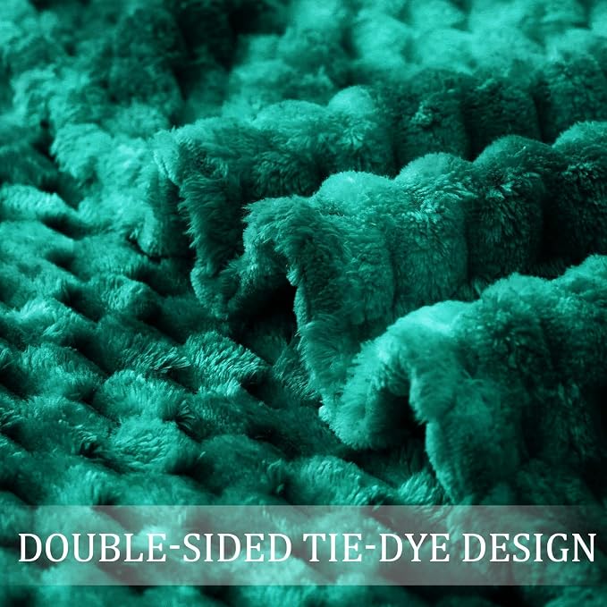 Exclusivo Mezcla 3D Fleece Twin Size Blanket for Bed, Tie-dye Teal | Extra Soft Fuzzy Plush Lightweight Bed Blankets, Cozy Fluffy Decorative Blankets for All Seasons, 90x66 Inches