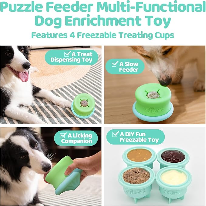 Puzzle Feeder Dog Puzzle Toys, Interactive Enrichment Dog Toys for Mental Stimulation, Slow Feeding, Treat Dispensing, and Freezable Fun to Keep Them Busy,Blue