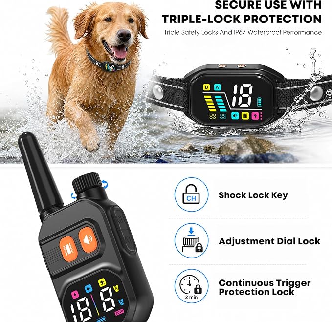 Dog Bark Collar with Remote: 2-in-1 Bark & Shock Collar, 2 Dogs