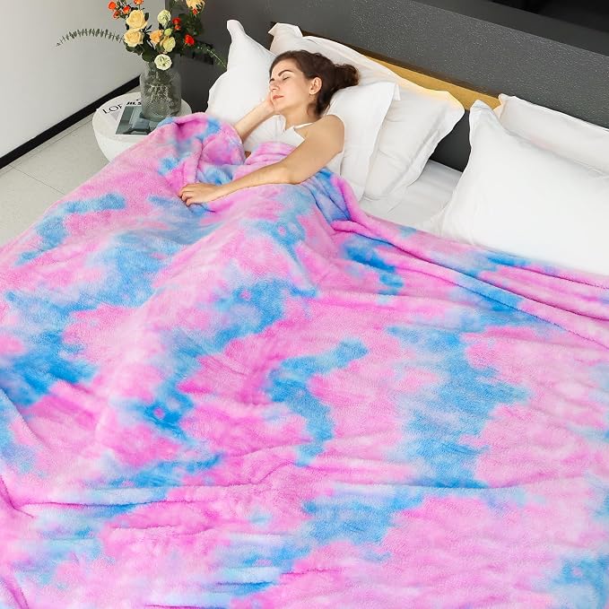 MUGD Lightweight Blanket Fleece Large Blanket Blue Throw Blanket for Bed King Size