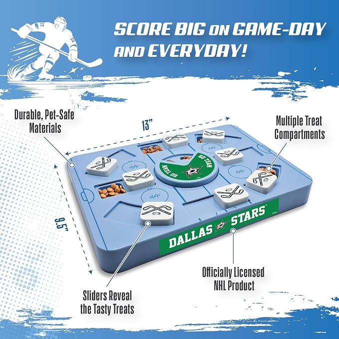 Pets First NHL Dallas Stars Large Puzzle Toy, New Size, Interactive Dog Treat & Slow Feeding Toy