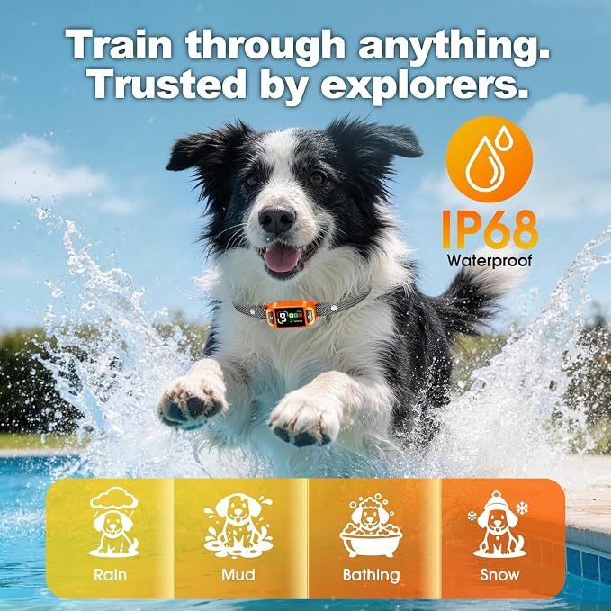 Bark Collar AI Dual-Detection, Instant Quiet Anti Bark Device 4 Training Modes, 30-Day Battery, One-Click Peace, 9 Sensitivity Automatic Dog Bark Collar for Large Medium Small Dogs, Orange