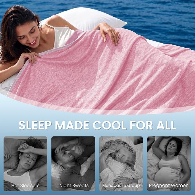 Cooling Blanket for Night Sweats Absorbs Heat to Keep Adults, Children Cool on Warm Nights, Q-Max 0.5 Cooling Blankets for Hot Sleepers, Ultra-Cool Lightweight Sofa Throw Blanket (50"x70") | Absorbs Heat Cold Summer Blanket for Night Sweats & Menopause...