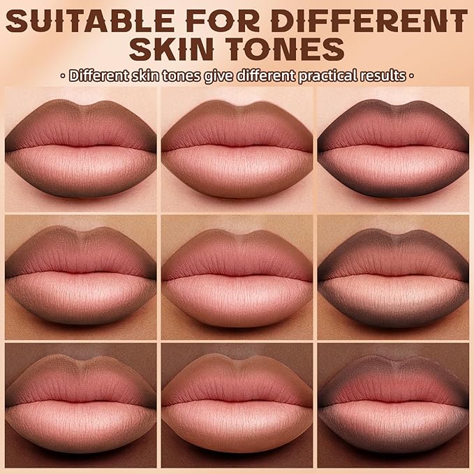 3 Colors 2 in 1 Lip Liner Set, Matte Nude Dark Brown Lip Liner Plumping Smooth Creamy Lip Pencil, High Pigmented Long lasting Light and Medium Brown Lipstick Makeup, 01+04+06