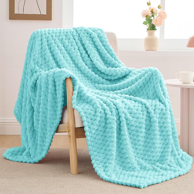 BEDELITE Aqua Throw Blanket for Couch, Soft Cozy Gifts for Women, 50 * 60 | 3D Jacquard Decorative Fleece Blanket, Super Soft Plush Throw, Cute Birthday Gift for Women & Men, Suitable for All Seasons