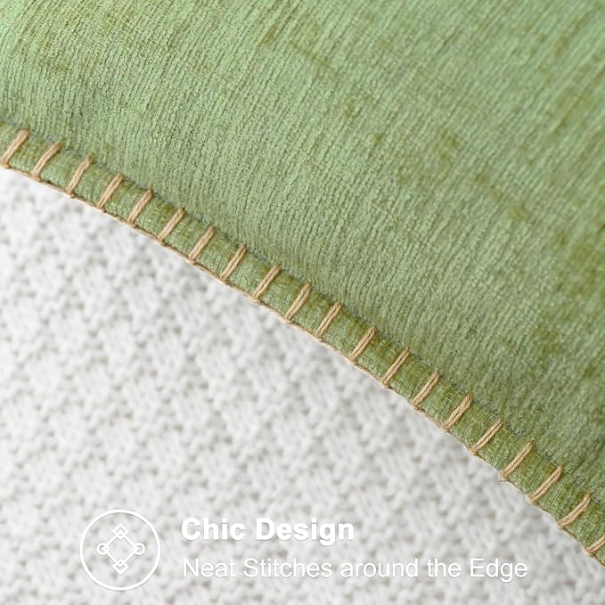CaliTime Decorative Couch Throw Pillow Covers 24 X 24 Inches Sage Green | Pack of 2, Cozy Chenille Cushion Cases, Cotton Thread Stitching Edges, for Sofa Bed Living Room Farmhouse