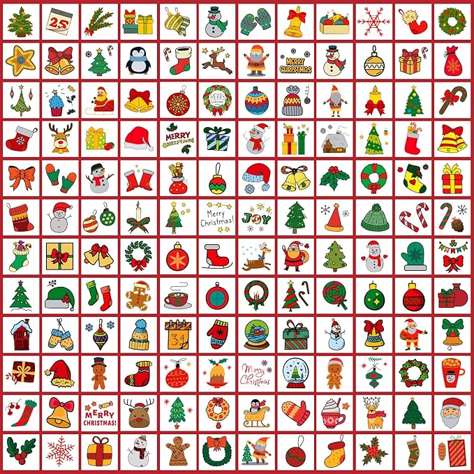 Partywind 408 PCS Kids Tattoos for Party Supplies, Individually Wrapped Sheet Temporary Tattoos Stickers for Kids Goodie Bag Stuffers, Fun Birthday Party Favors - Christmas