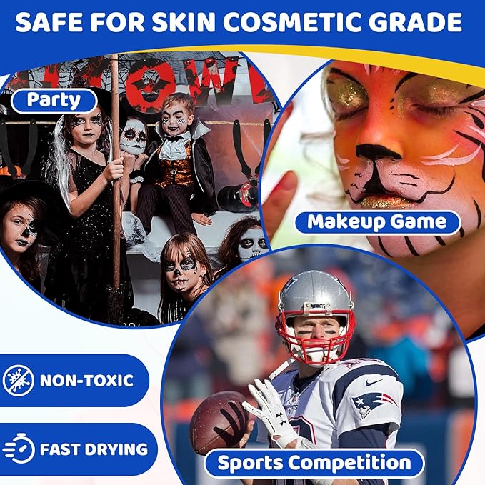 Face Paint Sticks, Washable Face Paint Crayons, Safety Face Painting Kit for Party Sport Events Birthday, Body Paint Makeup Festivals Cosplay (6 Classic Color)