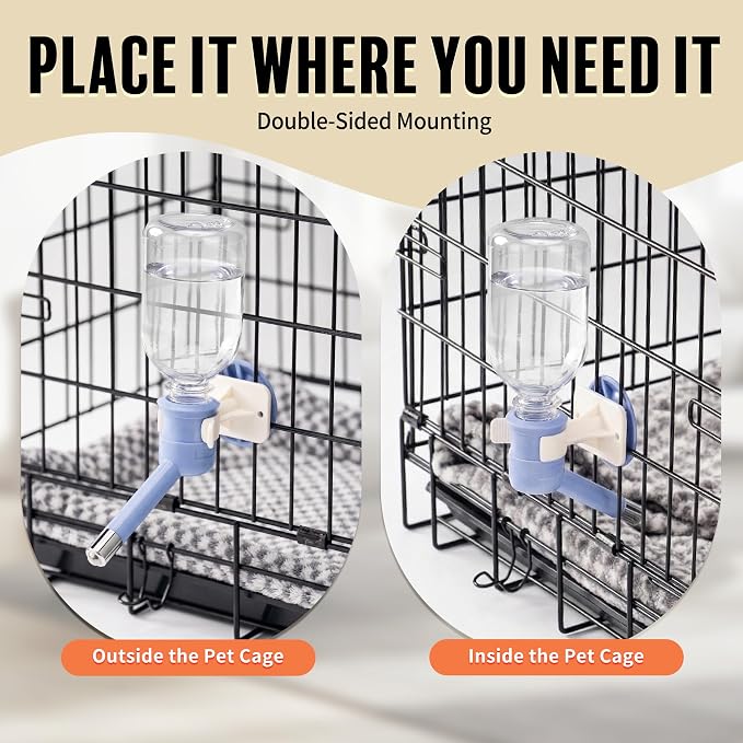 Choco Nose Patented No-Drip Dog Water Bottle/Feeder for Dogs/Cats and Other Small-Medium Sized Animals - for Cages, Crates or Wall Mount. 10.2 Oz. Mess Free Leak-Proof Nozzle 16mm, Blue (C590)