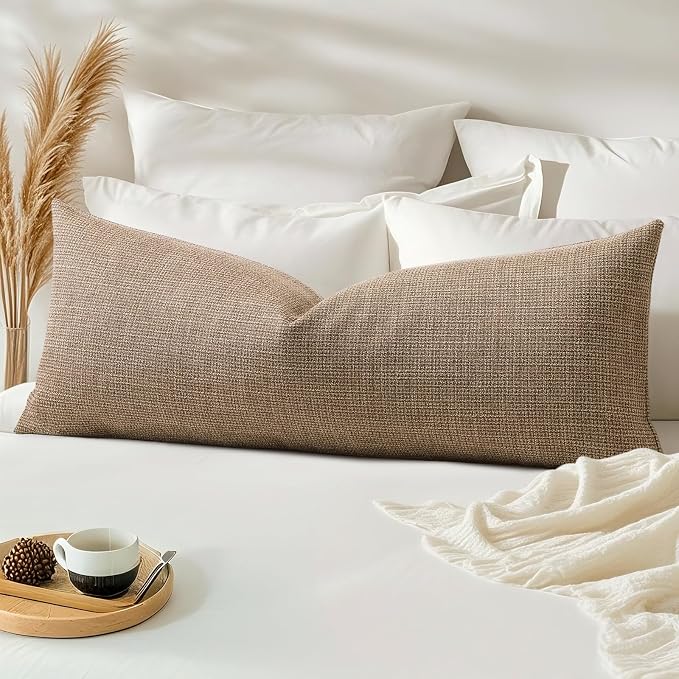 OTOSTAR Linen Throw Pillow Cover Set of 1 Decorative Long Lumbar Pillowcase Rectangle Cushion Cover 14x36 Inch for Home Decor Sofa Bedroom Car 35 x 90CM Brown