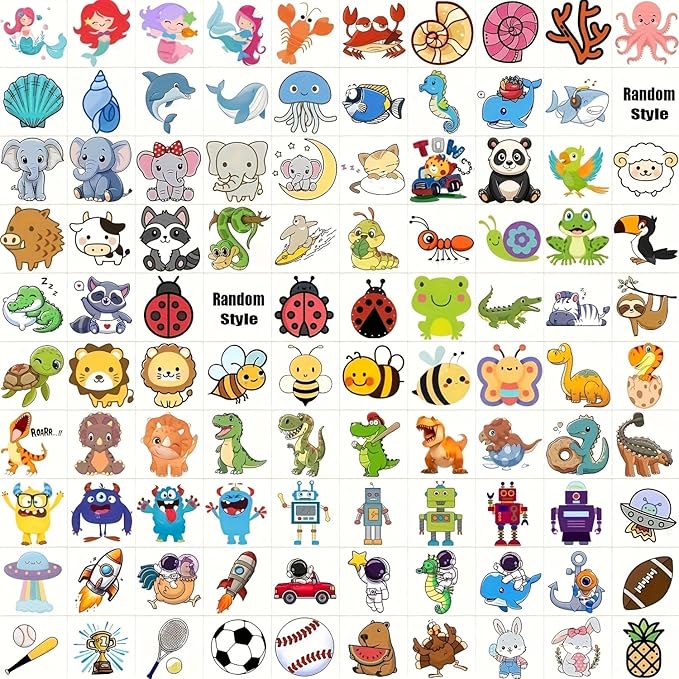 400+ Premium Temporary Tattoos for Kids & Adults - Waterproof Fake Tattoos Last 2-7 Days, Cute Fruit Animal Dessert Designs, Deluxe Gift-Ready Packaging, Perfect for Birthday Party, Halloween