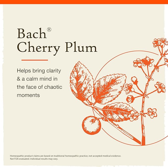 Bach Original Flower Remedies, Cherry Plum - Be in Control - Natural Homeopathic Flower Essence for Emotional Balance - Vegan, Gluten Free, Sugar Free - 20mL Dropper