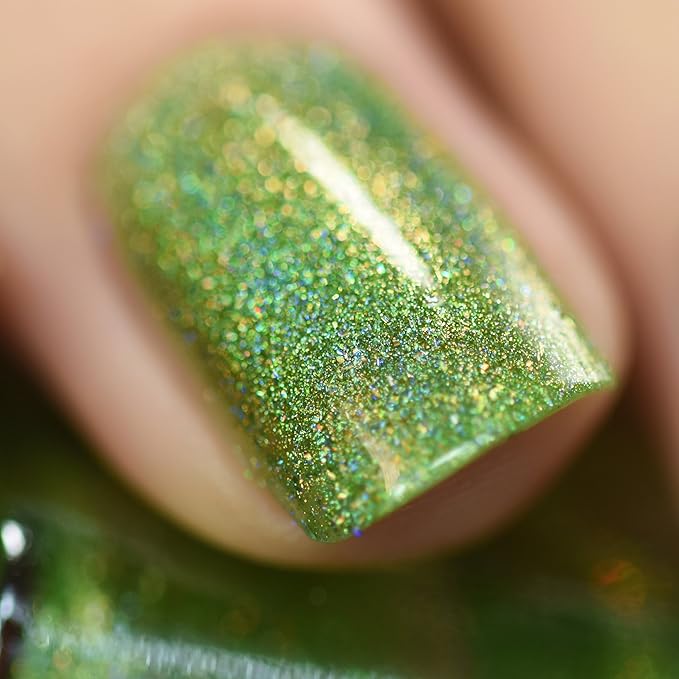 ILNP 1UP - Lime Green Holographic Nail Polish, Chip Resistant Manicure, Long Wear Nail Lacquer, Smooth & Glossy Finish, Non-Toxic, Vegan, Cruelty Free, 12ml