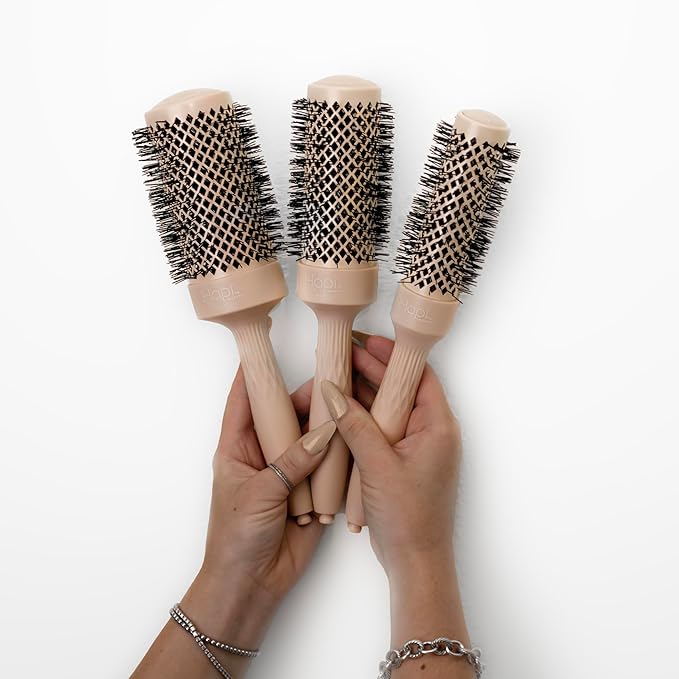 Cricket Hapi High Heat Harmony Thermal Brush - 2" Ceramic Barrel, Round Brush for Heat Styling with Hair Dryer, Mood-Friendly - Beige