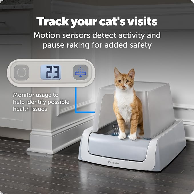 PetSafe ScoopFree Crystal Pro Legacy Self-Cleaning Litter Box, Front-Entry | Hands-Free Automatic Cleaning, Advanced Odor Control, Health Counter Display, Includes 1 Disposable Crystal Litter Tray