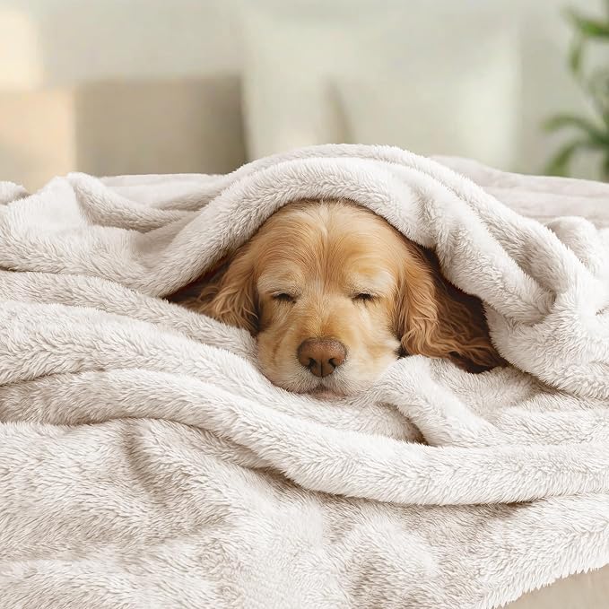 Exclusivo Mezcla Fuzzy Plush Fleece Bed Blanket Queen Size, Beige | 90x90 Inches, Super Soft and Cozy Bed Blanket, Fluffy Decorative Bedding for Livingroom, Bedroom, All Season
