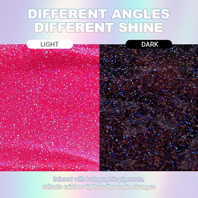 Erinde Holographic Body Glitter Gel, Roll-On Face Hair Glitter for Mermaid Makeup Festival Party Rave Accessories, Chunky Sequins Chameleon Shimmer Christmas Makeup for Women Girls, 05 Cherry Glow