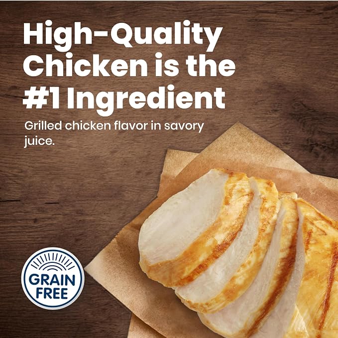 Blue Buffalo Delights Grilled Chicken Wet Dog Food, 3.5 oz, 12 ct | Small Breed Formula, Adult Formula, Grain-Free, Pate Style, Real Chicken First, in Savory Juice, No Corn, Wheat, or Soy