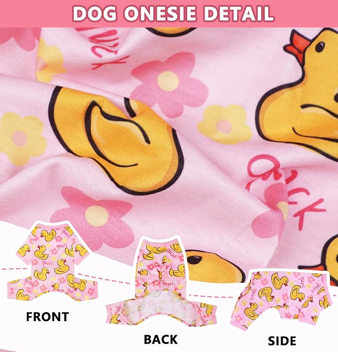 Dog Pajamas for Small Dogs Stretchy Chihuahua Clothes Summer Doggie Onesie Cute Puppy Pjs Girl Boy Pet Clothing Cat Onesie (Duck, Small)