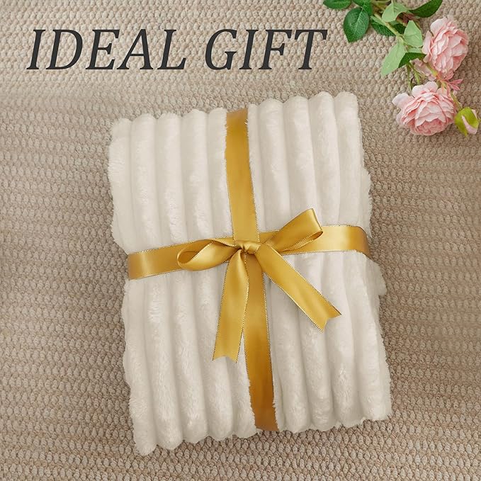 BEDELITE Ribbed Fleece Throw Blanket for Couch, Beige, 50"x60" | Ultra-Soft Plush Fleece, Cozy, Warm Yet Lightweight, Ribbed Texture, Home Decor, Machine Washable, Giftable, All-Season Use