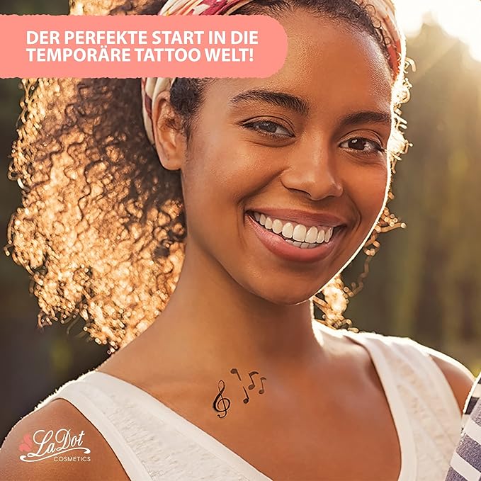 LaDot Temporary Tattoo Stamp– Easy-to-Use Reusable Ceramic Skin Stamp for Creating Custom Temporary Tattoos – Fun Body Art Tool for Parties, Events, and Festivals (Treble Clef, Small)