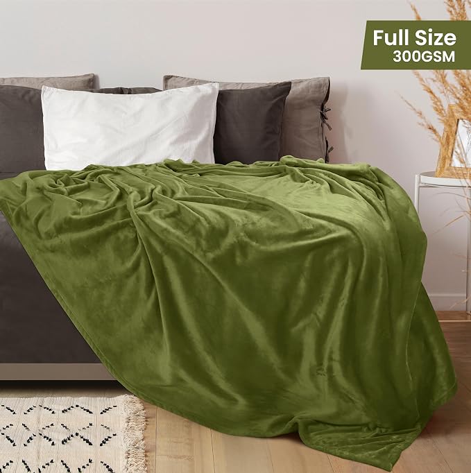 Utopia Bedding Ultra Soft Fleece Bed Blanket Full Size Olive (90x84 Inches) | Microfiber Plush Warm Lightweight Breathable Cozy Blanket Anti-Static, All Season Use, Gift for Women and Men
