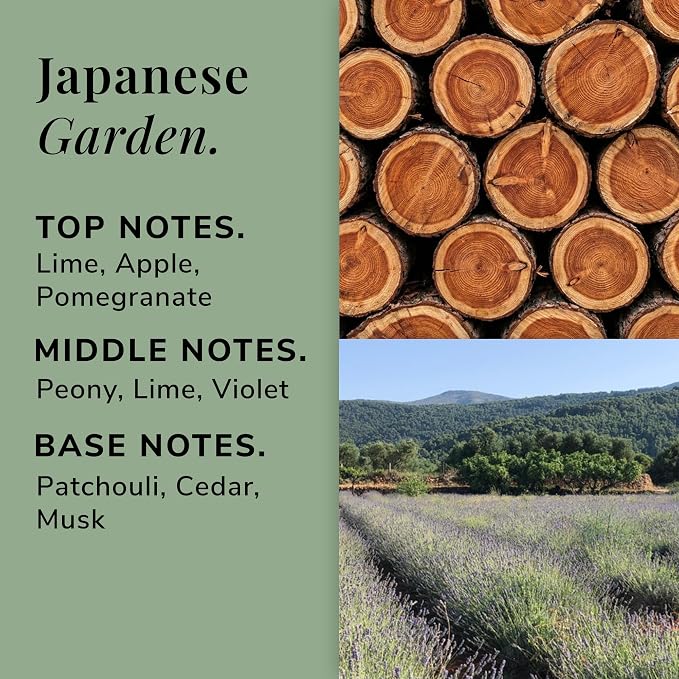 Japanese Garden Aromatherapy Candle – Apple, Pomegranate & Musk Scented Candle, Plant-Based Wax, Mini 4.5 oz, 15 Hour Burn Time, Fresh & Fruity Candle