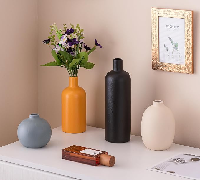 Ceramic Vase Home Decor Small Flowers Vase Set of 4 Living Room Center Decoration Bedroom Dining Table Modern