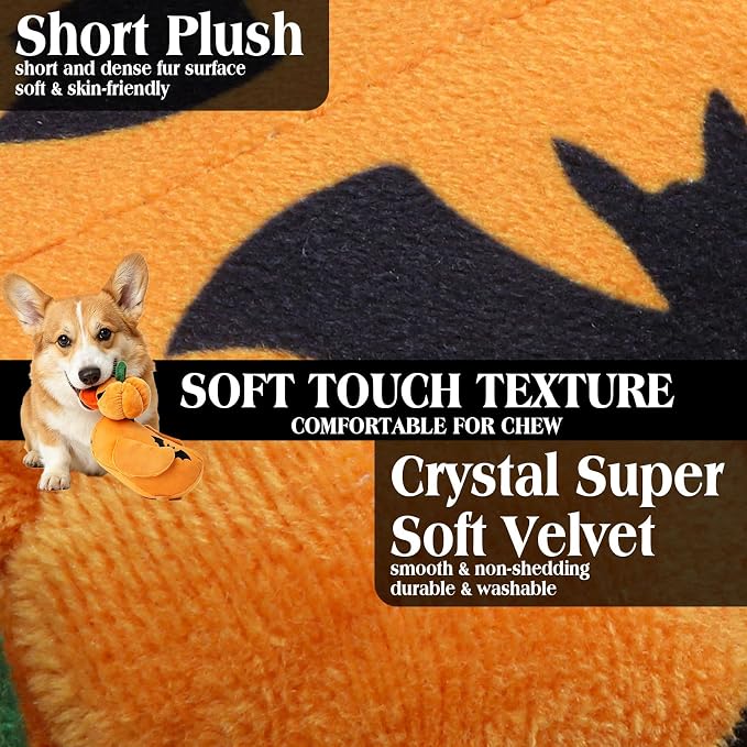 EXPAWLORER Halloween Squeaky Dog Toy - Funny Pumpkin Duck Plush Puppy Chew Toy with Crinkle Paper & Squeaker, Durable Interactive Stuffed Duck for Small Medium Large Dogs, Gift for Teething Holiday