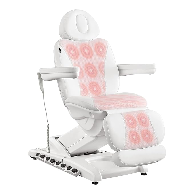 DIR Spa Full Electrical 4 Motor Facial Beauty Bed - Doctor, Tattoo, Medical, Podiatry Chair with Thermal Heated Seats Apollo - White