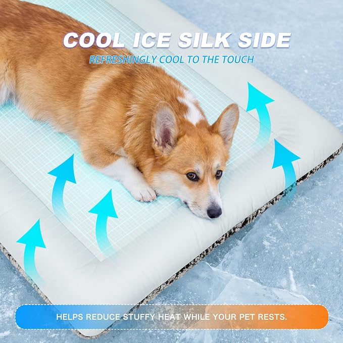 Cooling Mat for Cats, Reversible Self Warming Cat Bed, Gray, 24 x 36 Inches | Cool-Touch Ice Silk Side, Plush Fleece Warm Side, Heat-Reflective Foil for Indoor Cats, Kittens, Small Dogs and Crates