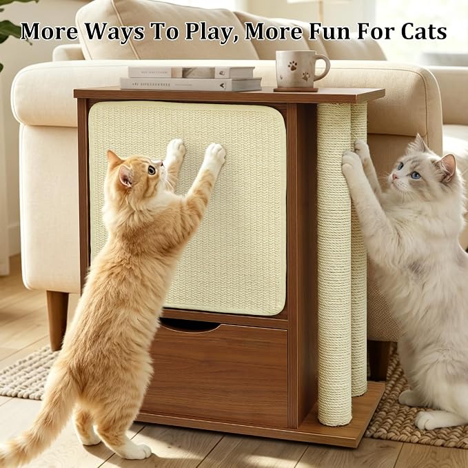 Cat Scratch Side Table with Storage, Couch Protector from Cat Claws | Cat Scratch End Table,Cat Scratch Furniture Protector for Couch, Sisal Cat Scratching Posts,Sisal Scratching Board