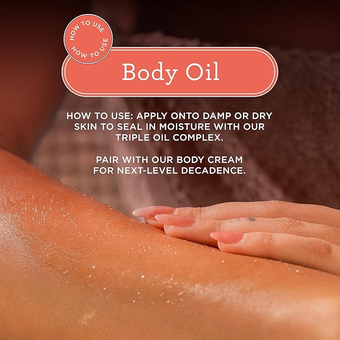 MIX:BAR Vanilla Bourbon Glowy Body Oil for Women, Soothe, Soften & Smooth Dry Skin, with Jojoba & Avocado Oil, Paraben Free, Vegan, 5oz