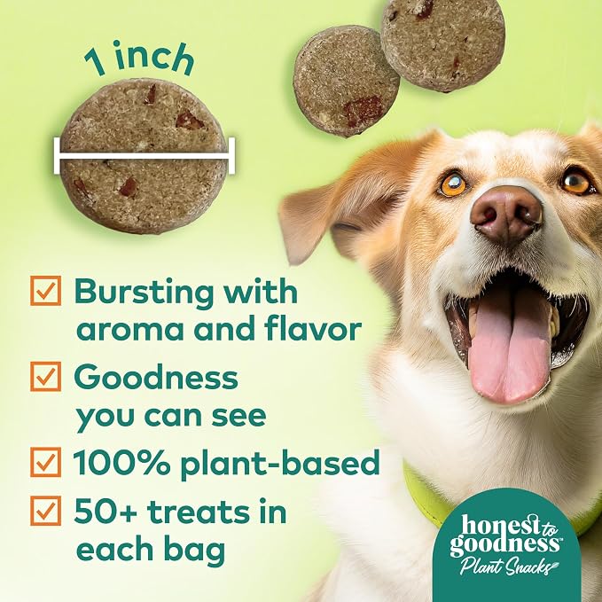 Honest to Goodness Plant Snacks Pumpkin & Cinnamon Dog Treats, 8 oz | Crunchy, Plant-Based, Mellow Belly Digestion Support, Enriched with Omega 3 Fatty Acids, Fortified with Postbiotics, USA Made