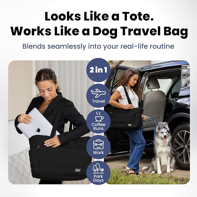 Rubyloo Puffer Dog Travel Bag for Dog Moms, Diaper Bag with Travel Bowls